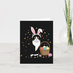 Happy Easter Day Black Cat Rabbit Ears Easter Eggs Card
