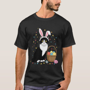 Happy Easter Day Black Cat Rabbit Ears Easter Eggs T-Shirt