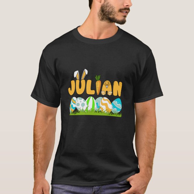 Happy Easter Day Boys Men Personalised Name Julian T-Shirt (Front)