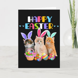 Happy Easter Day Bunny Cat Eggs Basket Men Women C Card