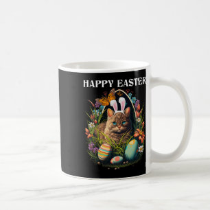 Happy Easter Day Bunny Cat Eggs Basket Men Women C Coffee Mug