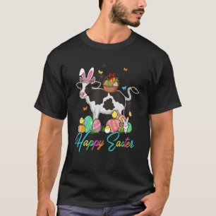 Happy Easter Day Bunny Cow Hunting Easter Egg Bask T-Shirt