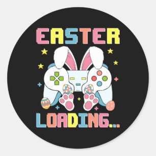 Happy Easter Day Bunny Easter Loading Video Game B Classic Round Sticker