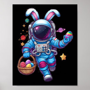Happy Easter Day Bunny Egg Astronaut Space Boys Gi Poster