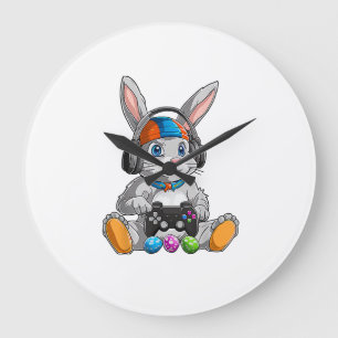 Happy Easter Day Bunny Egg Funny Boys Girls Kids G Large Clock