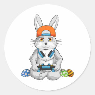 Happy Easter Day Bunny Egg Gamer Classic Round Sticker