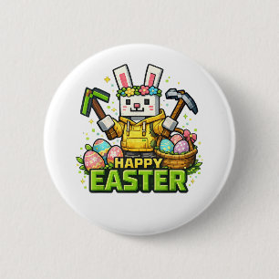 Happy Easter Day Bunny Egg Gamer Video 6 Cm Round Badge