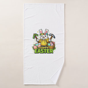 Happy Easter Day Bunny Egg Gamer Video Game Kids M Bath Towel