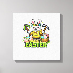 Happy Easter Day Bunny Egg Gamer Video Game Kids M Canvas Print