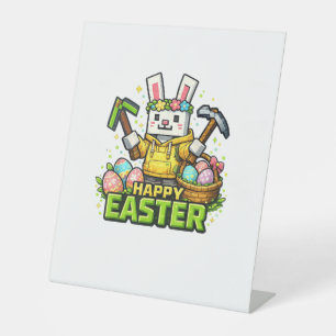 Happy Easter Day Bunny Egg Gamer Video Game Kids M Pedestal Sign