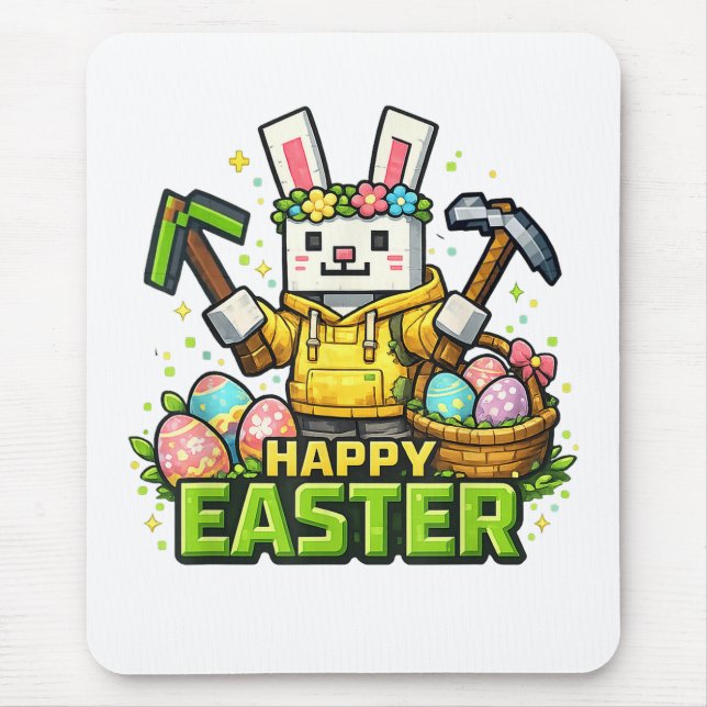 Happy Easter Day Bunny Egg Gamer Video  Mouse Mat (Front)