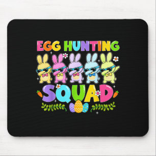 Happy easter day bunny egg hunting squad boy girl mouse mat