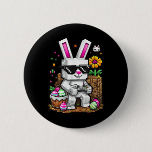 Happy Easter Day Bunny Egg Video Game Gamer Kids M 6 Cm Round Badge