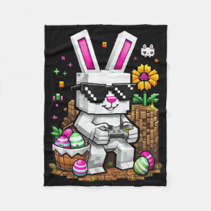 Happy Easter Day Bunny Egg Video Game Gamer Kids M Fleece Blanket