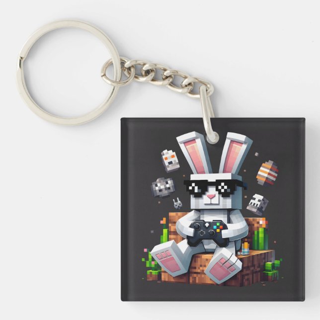 Happy Easter Day Bunny Egg Video Gamer Easter Day Key Ring (Front)