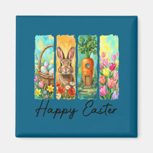 Happy easter day bunny eggs basket egg hunt funny magnet