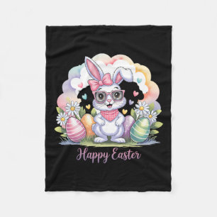 Happy Easter Day Bunny Eggs Cute Happy Easter Bunn Fleece Blanket