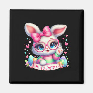 Happy Easter Day Bunny Eggs Cute Happy Easter Bunn Magnet
