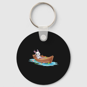 Happy Easter Day Bunny Fishing Fisherman Kids Men Key Ring