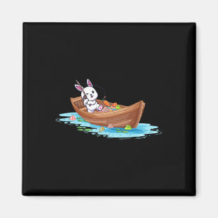 Happy Easter Day Bunny Fishing Fisherman Kids Men Magnet