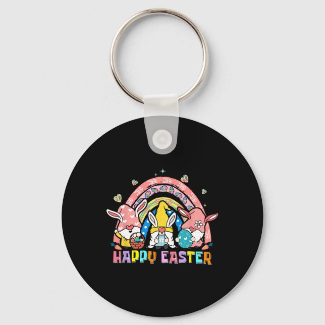 Happy Easter Day Bunny Gnome Easter Egg Carrot Gno Key Ring (Front)