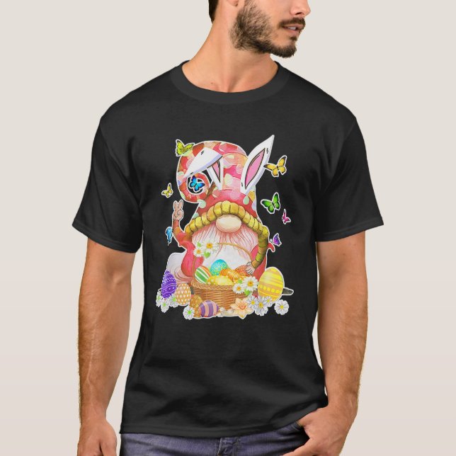 Happy Easter Day Bunny Gnome Easter Egg Hunting An T-Shirt (Front)