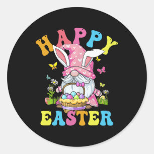 Happy Easter Day Bunny Gnome Hug Easter Eggs Gnome Classic Round Sticker