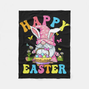 Happy Easter Day Bunny Gnome Hug Easter Eggs Gnome Fleece Blanket