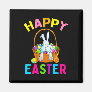 Happy Easter Day Bunny Hunting Chocolate Eggs Egg  Magnet