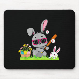 Happy Easter Day Bunny Rabbit Baseball Pitcher Boy Mouse Mat