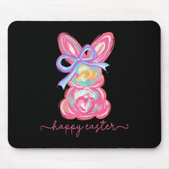 Happy Easter Day Bunny Rabbit Brushstroke Tee Wome Mouse Mat (Front)