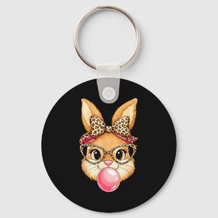 Happy Easter Day Bunny Rabbit Face Leopard Gles Bu Key Ring