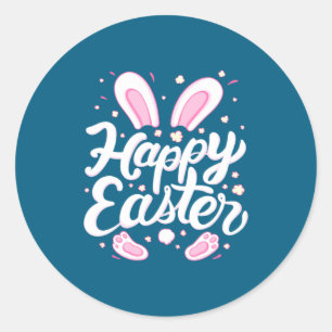 Happy Easter Day Bunny Rabbit Spring Graphic For W Classic Round Sticker