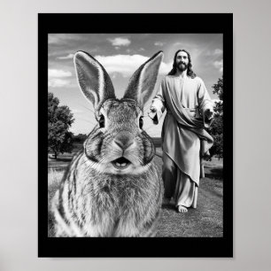 Happy Easter Day Bunny Selfie Christian Easter Men Poster