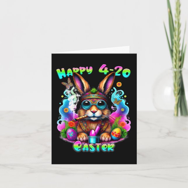 Happy Easter Day Bunny Smoking Weed Funny  Card (Front)