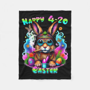 Happy Easter Day Bunny Smoking Weed Funny Fleece Blanket
