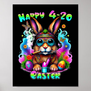 Happy Easter Day Bunny Smoking Weed Funny  Poster