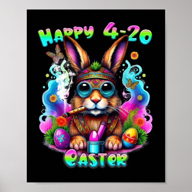 Happy Easter Day Bunny Smoking Weed Funny  Poster (Front)