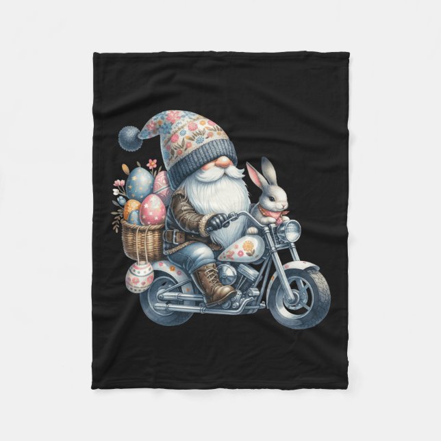 Happy Easter Day Bunny Spring Gnome Easter Egg Hun Fleece Blanket (Front)