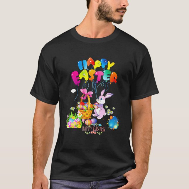 Happy Easter Day Bunny Spring Gnome Easter Egg Hun T-Shirt (Front)
