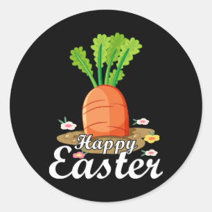 Happy Easter Day Carrot Bunny Design Thanksgiving Classic Round Sticker