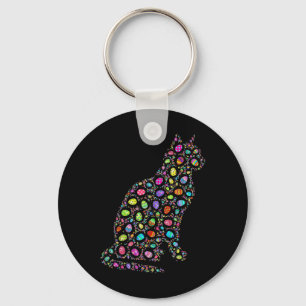 Happy Easter Day Cat Eggs Funny Matching Men Women Key Ring