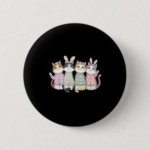 Happy Easter Day Cat Eggs Funny Matching Women Gir 6 Cm Round Badge