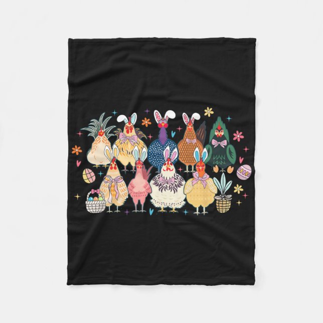 Happy Easter Day Chicken Easter Bunny Egg Easter R Fleece Blanket (Front)