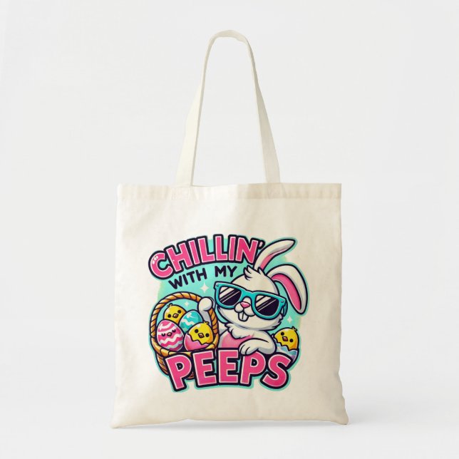 Happy Easter Day Chilling With My Peeps Tote Bag (Front)