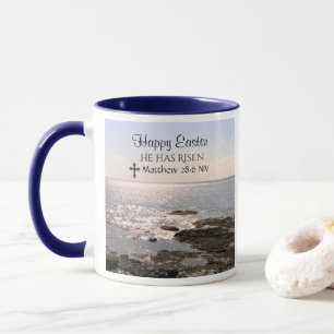 Happy Easter Day Christ has Risen Ocean Photo Mug