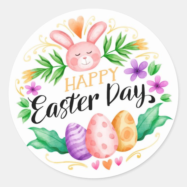 Happy Easter Day   Classic Round Sticker (Front)