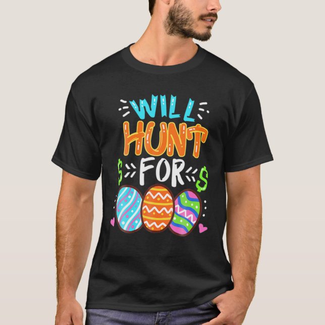 Happy Easter Day Colorful Egg Tee Gift Hunting (Front)