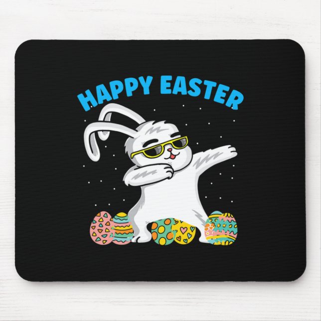 Happy Easter Day Colourful Egg Bunny Rabbit Ear Cu Mouse Mat (Front)
