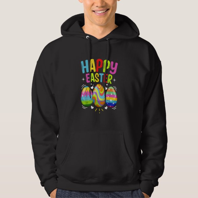 Happy Easter Day Colourful Egg Face Mask Hunting C Hoodie (Front)